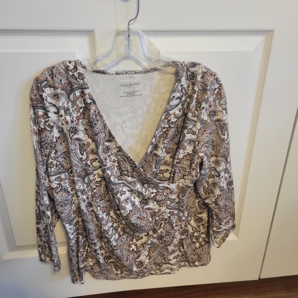 Talbots knit wrap top